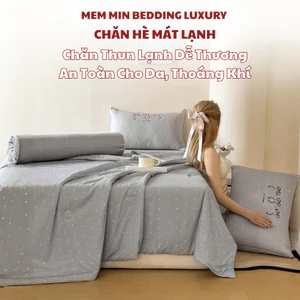 Chăn hè thun lạnh họa tiết chấm bi với tông màu pastel cực dịu dàng, chất liệu êm ái Memminbedding