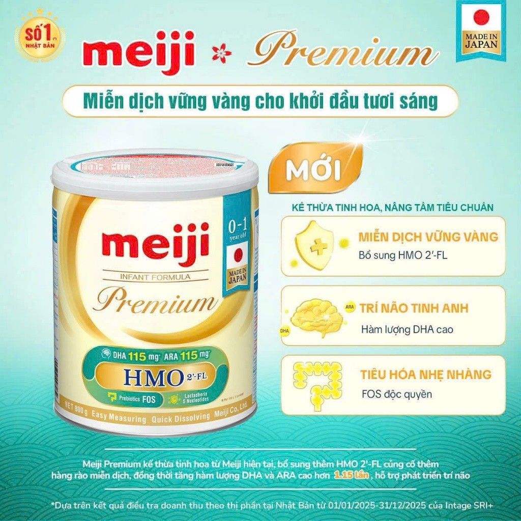 Sữa Bột Meiji Premium Lon 800g  - Sữa mới vị thanh nhạt dễ uống