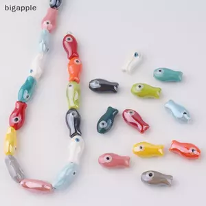 Bigapple 10 Chiếc Retro Gốm Cá Hạt Quyến Rũ Cho DIY Trang Sức Làm Vòng Tay Phụ Kiện RDG