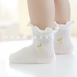 Tất Sơ Sinh Cho Bé Mùa Hè Siêu Mỏng Lưới Tất Bé Miệng Rộng Không Xương Bé Gái Trẻ Em Ren Giữa Ống Tất 9STV