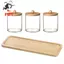 4 Cái / bộ, 3 Đũa / Quả Bóng / Miếng Lót Với 1 Khay Tre Tủ Quần Áo, Lọ Có Nắp Tre, Hộp Đựng Phòng Tắm Trong Suốt