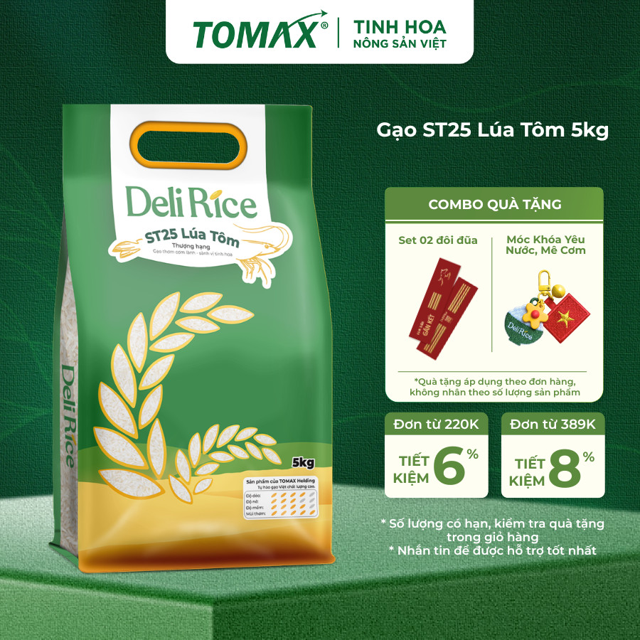 Gạo ST25 Lúa Tôm Hữu Cơ Deli Rice Túi 5kg – Dẻo Ngon Tự Nhiên, Thơm ...