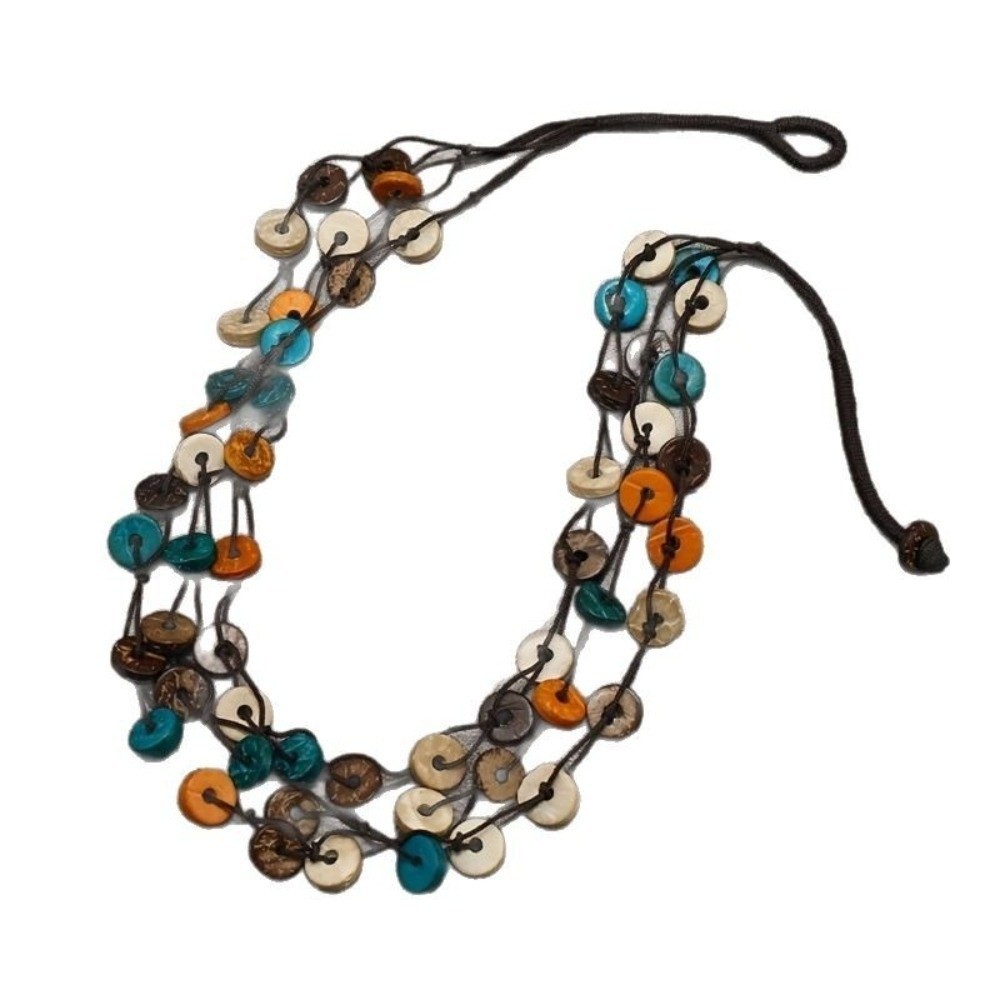 Vòng Cổ Hạt Gỗ AWNGD, Trang Sức Đính Hạt Retro Nhiều Màu Sắc, Dân Tộc Phong Cách Bohemian Hạt Tròn Vòng Cổ Nhiều Lớp Trang Sức Nữ