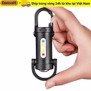 Đèn pin móc khóa ESSENCEH, COB LED sạc USB, mini di động, đèn đỏ/xanh, dùng cắm trại, tìm kiếm, đi bộ