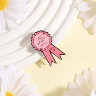 'Cried But Did It Anyway 'Pink Award Ribbon Trâm Trích dẫn truyền cảm hứng Huy hiệu kim loại Ba lô Quần áo Phụ kiện Quà tặng cho bạn bè