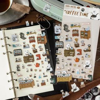 ENWEI 2 Chiếc [Dòng Giờ Giấy] Mèo Tại Nhà Vườn Chó Vintage Cắt Chết Miếng Dán Trang Trí Giấy Kraft Trắng Nghệ Thuật Giấy Phủ Cho Tạp Chí Sổ Lưu Niệm