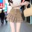 Hot Girl Cover Belly Cover Váy hông Váy Denim phong cách châu Âu Mỹ Váy nghệ thuật xếp li bên ngoài mặc quần an toàn