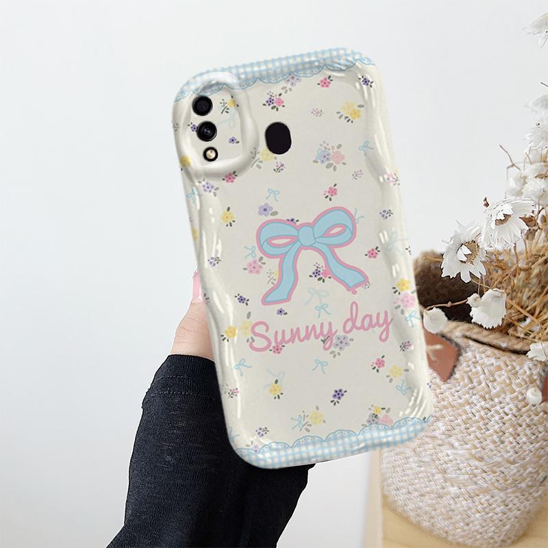 Ốp Lưng Cho Samsung Galaxy A20 A30 Hoạt Hình Kem Nơ Cặp Đôi Mềm TPU 3D Sóng Silicon Vỏ Điện Thoại