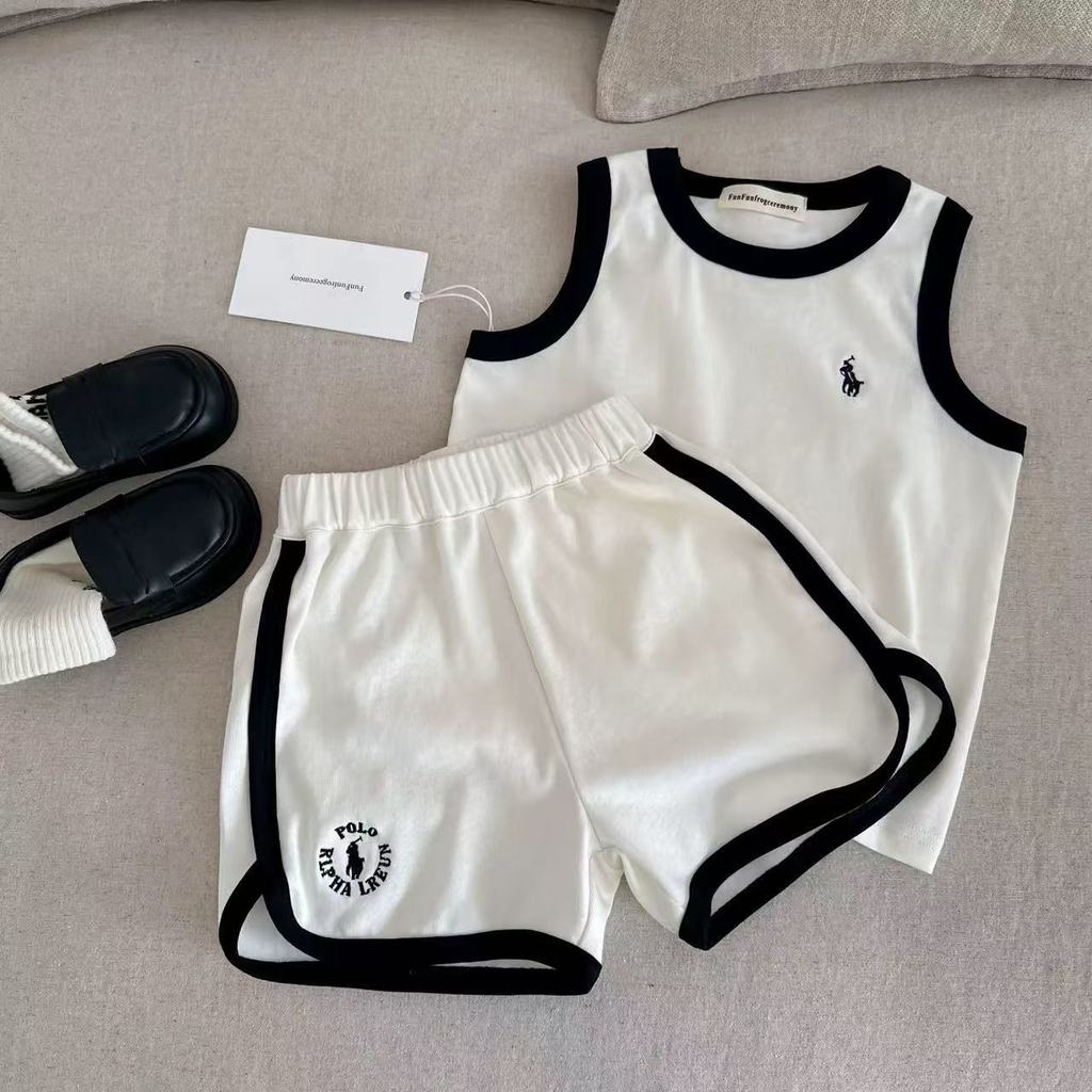 Bộ Quần Áo Bé Trai Đồ Bộ Bé Trai Áo Ba Lỗ Quần Short Thể Thao Viền Tương Phản Rally Nuggap