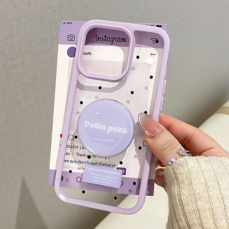Thích hợp cho Apple 16 / 17Promax Stand Phone Case iPhone12 / 13 / 14 / 15 Vỏ bảo vệ chấm bi phong cách Hàn Quốc