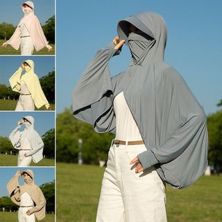 Khăn choàng chống nắng SMILE, Áo Hoodie chống nắng dài tay bằng lụa băng, Thời trang khô nhanh Quần áo che nắng đi xe đạp chống tia cực tím thoáng khí dành cho nữ