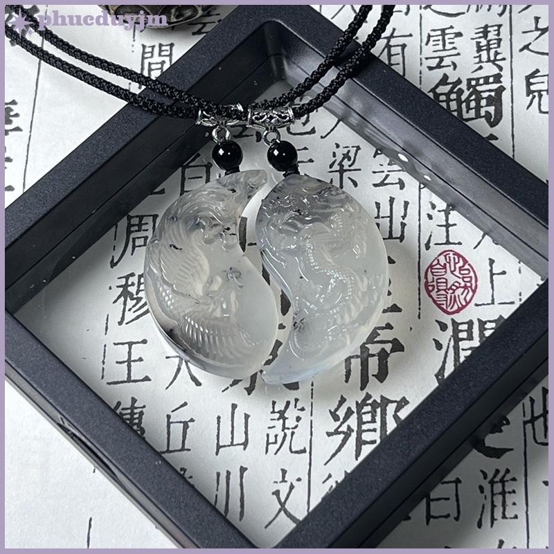 Phu 2 chiếc vòng cổ mặt dây chuyền Ngọc Bích Phượng Hoàng Rồng Quà Tặng đôi VN