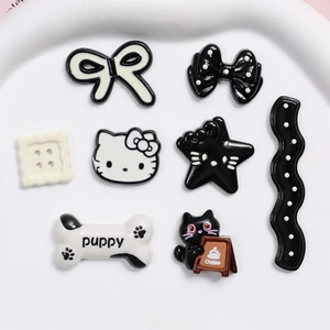 Set Charm Hello Kitty Đen Trắng 🖤 Mix Mèo Đen Puppy Nơ Chấm Bi Sao Cute Phong Cách Dark Kawaii Hàn Quốc✨