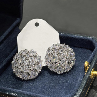 Châu Âu Mỹ ins Bông Tai Zircon Tròn Phong Cách Mới Nữ