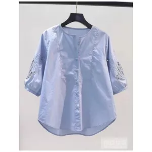 Thiết kế vai dáng rộng trang trọng Vỏ bọc cảm giác Thiết kế áo sơ mi bụng Giảm tuổi Thoáng khí Thoải mái