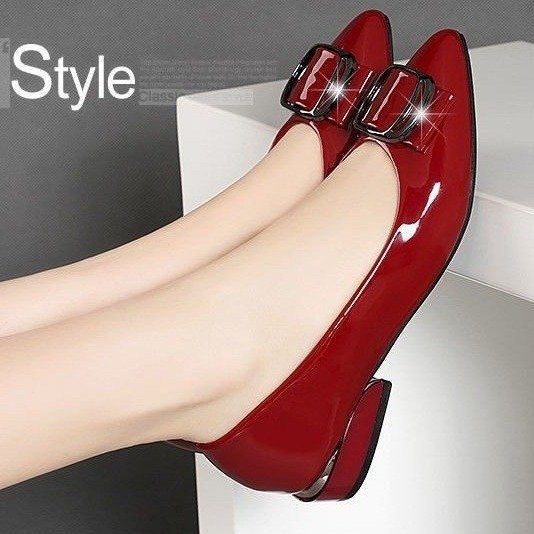 Giày da nhỏ nữ gót thấp, da mềm, mùa xuân, đế mềm, miệng nông, phong cách thường ngày GMZD