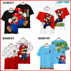 YB1 Super Mario Bros Áo Thun Anime Unisex Tay Ngắn Áo Trẻ Em Người Lớn Đồ Họa Tee 3D Áo Sơ Mi Plus Kích Thước BY1