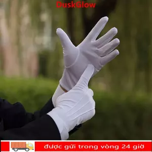 Găng tay cotton trắng DUSKGLOW, mỏng, mềm, đồng phục cho tiếp tân, cảnh sát, bồi bàn, lái xe