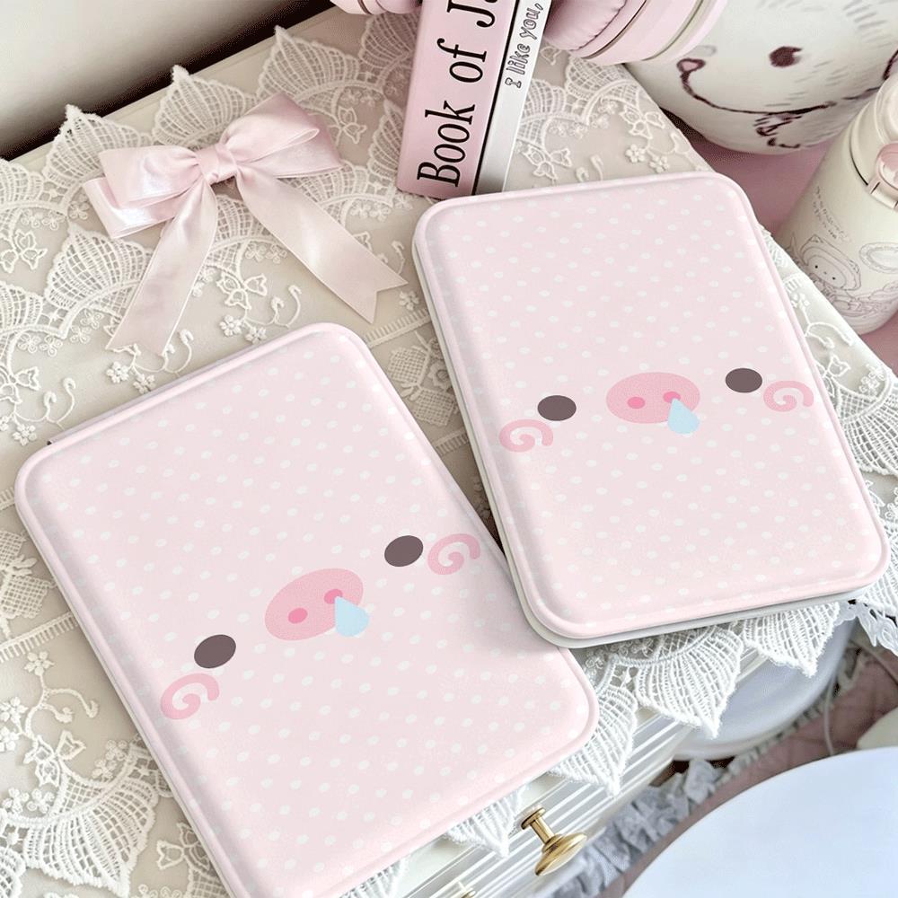 Gương gập mini trang điểm họa tiết mặt heo pastel dễ thương phong cách nữ tính cho học