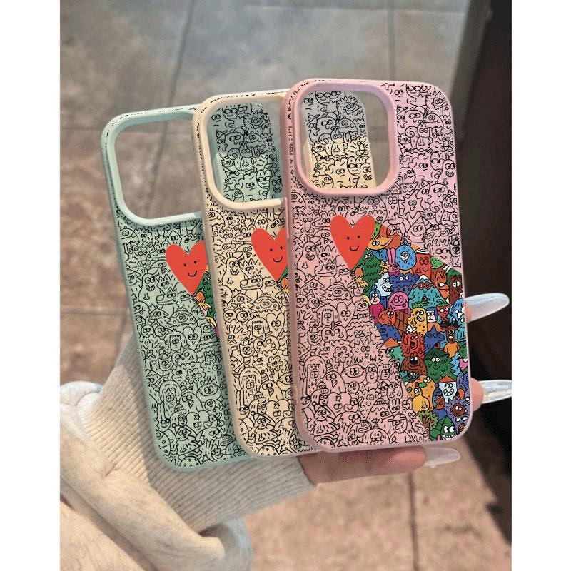 Lá tình yêu mê cỡ trắng đen  Phù hợp với vỏ điện thoại 1716, iPhone 15/14,  yêu mê