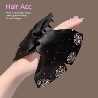 Cao Cấp Vải Đen Tam Giác Lấy Kẹp Nữ Kim Cương Giả Hoa Trang Trí Đầu Lưng Tóc Cá Mập Kẹp Tóc Sang Trọng Kẹp Tóc