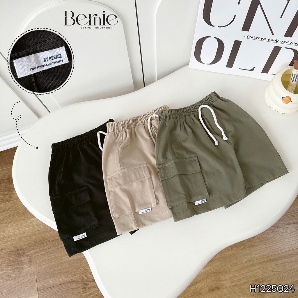 Quần short Bernie túi hộp, quần đùi cotton co giãn kiểu dáng basic cho bé trai 9-28kg