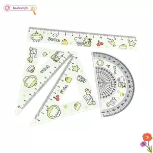 BEABOUT 4 Bộ Thước, Dụng Cụ Vẽ Đo Chó Dưa Thước Văn Phòng Phẩm, Hoạt Hình Toán Học Hình Học Dụng Cụ Thước Thẳng Văn Phòng