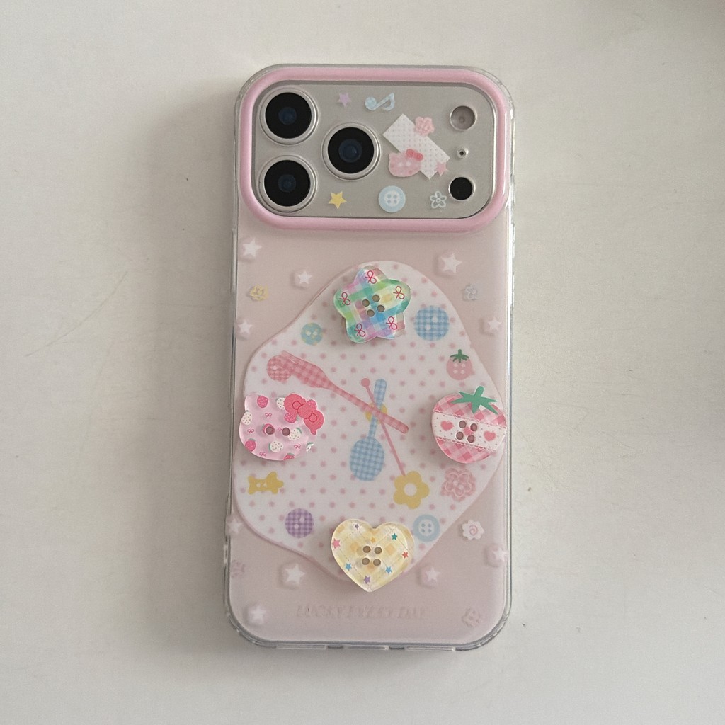 Ốp điện thoại nút 3D cho iPhone 17 Pro Max 17 16 15 14 13 Vỏ điện thoại chống rung