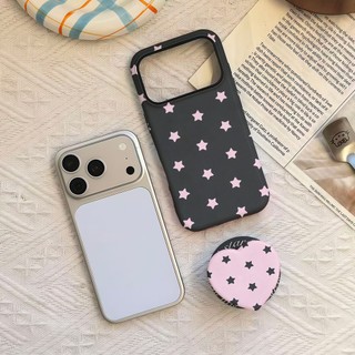 Ốp bảo vệ chân đế hình trái tim họa tiết ngôi sao đen cho iPhone 11 12promax 13pro15pro 15promax 14 14promax 14pro 16 pro max 16 plus 17 17promax ốp lưng hai trong một