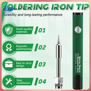Bộ sắt hàn Mini 510 Chủ đề Điện áp có thể điều chỉnh 3 lỗ với đầu sắt hàn Pin sạc USB 650mAh Màu xanh lá cây
