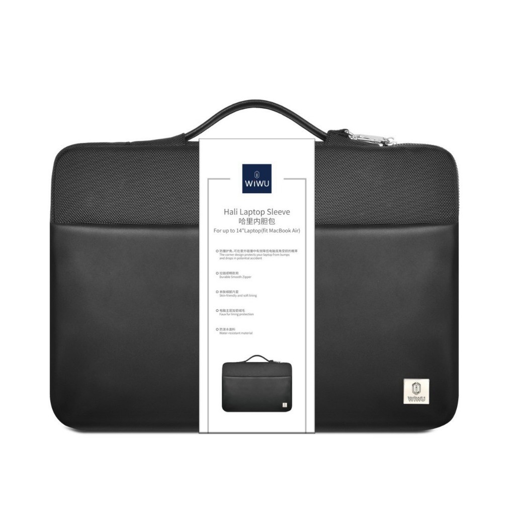[Chính Hãng] Túi Xách Chống Sốc WIWU Hali Sleeve Bag Cho Laptop/ Macbook 14 16 Inch- Da PU Chống Nước, Lót Lông Siêu Nhẹ