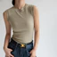 Áovest yếm nữ bằng cotton cổ tròn, nhiều màu sắc, thiết kế không tay