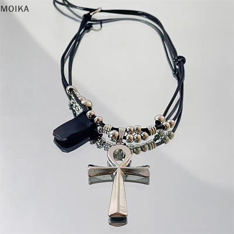 MOIKA Y2K Retro Kim Loại Chữ Thập Necklaces Cho Phụ Nữ Và Teen Girl Với Phong Cách Punk Gothic - Quà Tặng Thời Trang