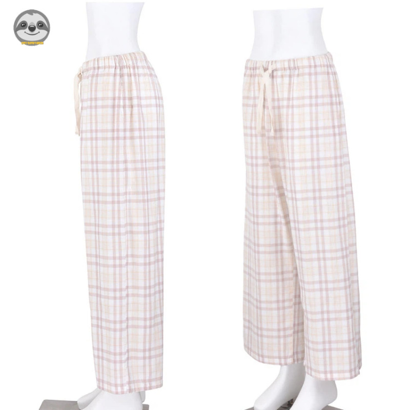 Quần Pyjama cotton hai lớp phong cách Muji Nhật Bản, mặc ngoài cho nam nữ
