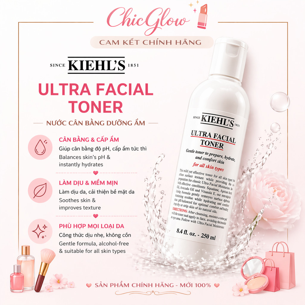 [Chính Hãng] Dưỡng Ẩm  𝕂𝕀𝔼ℍ𝕃'𝕊 𝕌𝕃𝕋ℝ𝔸 𝗙𝗮𝗰𝗶𝗮𝗹 𝗧𝗼𝗻𝗲𝗿 Fullbox | Phiên Bản, Dưỡng Ẩm Tối Ưu, Dịu Nhẹ