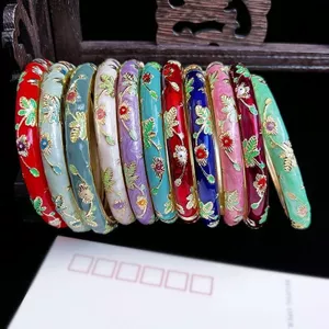Cũ Bắc Kinh Cloisonne Vòng Tay Tử Cấm Thành Vòng Tay Du Lịch Cũ Lưu Niệm Men Nhiều Màu Sắc Mỹ Hoa Nữ Vòng Tay Nhỏ Tươi 0424