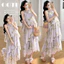 Váy bà bầu không tay cổ dây hoa kiểu Pháp