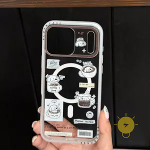 Phone Case For iPhone 17 Pro Max 16 15 with Griptok TPU INS Magnetic Transparent Dog Coffee Aesthetic Korean Cute