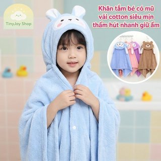 Khăn Tắm Cho Bé Có Mũ Trùm Đầu Lông Cừu San Hô Hoạt Hình Hood Nhanh Khô Mềm Mại Thấm Hút Áo Tắm Cho Bé