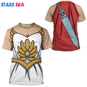 Anime She-Ra và He-Man Hoodie 3D In Hình, Áo Thun Tay Ngắn Cho Cả Nam và Nữ