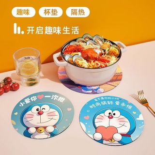 Doremon Bàn Trà Coaster Bàn Thảm Nồi Thảm Chịu Nhiệt Độ Cao Món Ăn Thảm Tròn Cà Phê Coaster