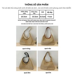 Túi Đeo Vai Rơm Dệt Tote Đi Biển Du Lịch Laptop Dung Tích Lớn Boho Phong Cách Hàn Quốc