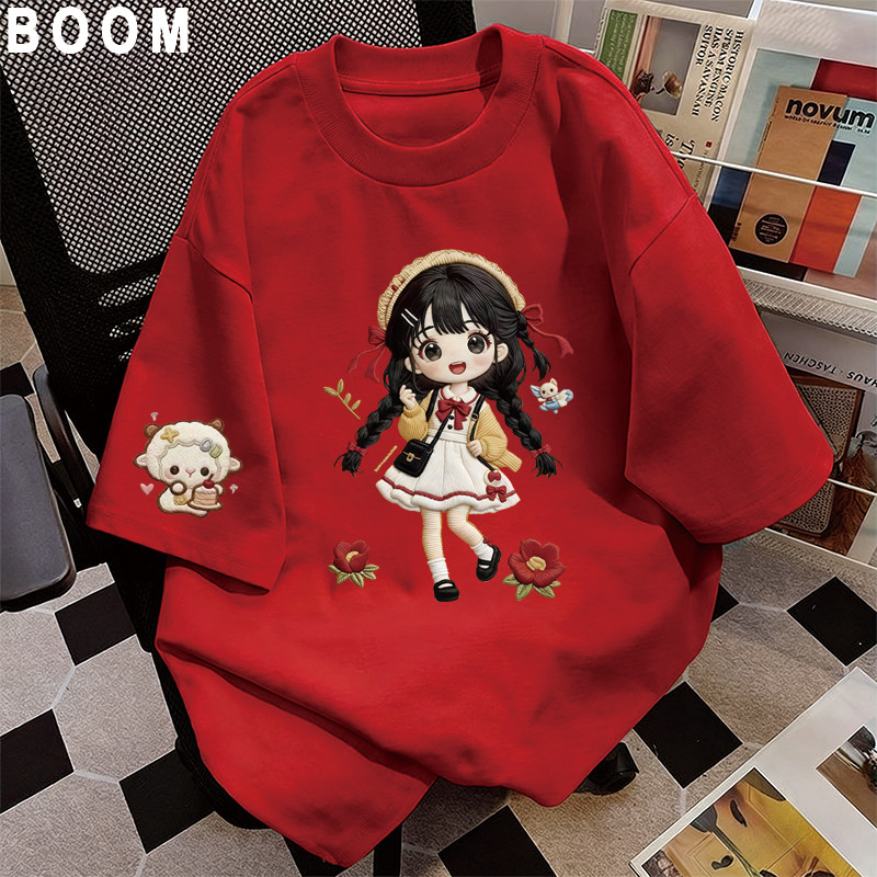 BOOM Áo thun nữ kiểu hàn quốc form rộng tay lỡ cổ tròn cotton mát - hè hot trend in cách dễ thương- Local brand B03