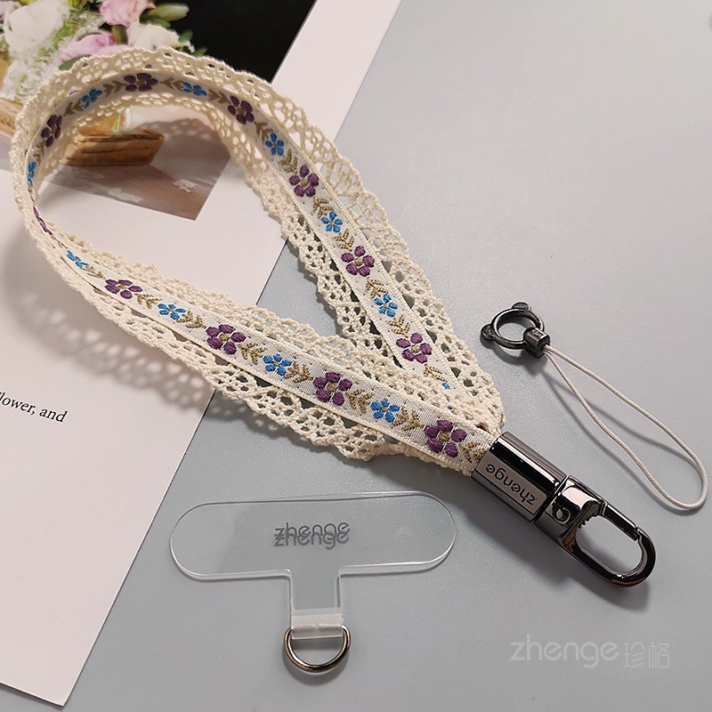 Điện Thoại Di Động Dây Đeo Cổ Tay Phong Cách Ngắn Xoay Phong Cách Rỗng Ren Webbing Dây Đeo Tay Siêu Đẹp Nữ Niche Tinh Tế Ngoài Trời