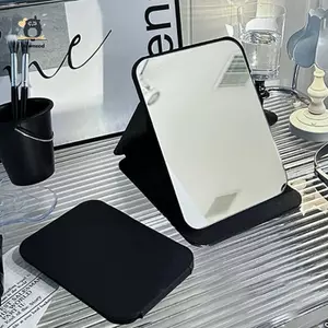 Gương Trang Điểm Để Bàn Màu Trơn Da PU Đơn Giản Di Động Gương Cầm Tay Có Thể Gập Lại Studentpact Gương Nhà Thơ Dễ Thương Mới