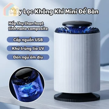 Máy lọc không khí Mini Máy lọc HEPA Máy lọc tia cực tím Đèn ngủ yên tĩnh Phòng USB Văn phòng