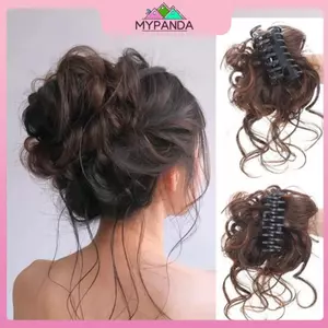 MYPANDA Tóc tổng hợp chignon xộn xoăn kèm kẹp tóc co giãn scrunchy dành cho nữ