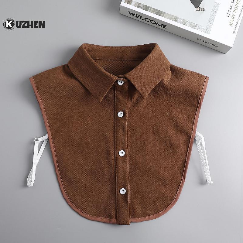 KUZHEN Nữ Vintage Màu Nâu Giả Cổ Áo Sơ Mi Ấm Áp & Phong Cách Hoàn Hảo Cho Lớp Áo Sơ Mi Phong Cách Cổ Điển, Cổ Có Thể Tháo Rời HOT