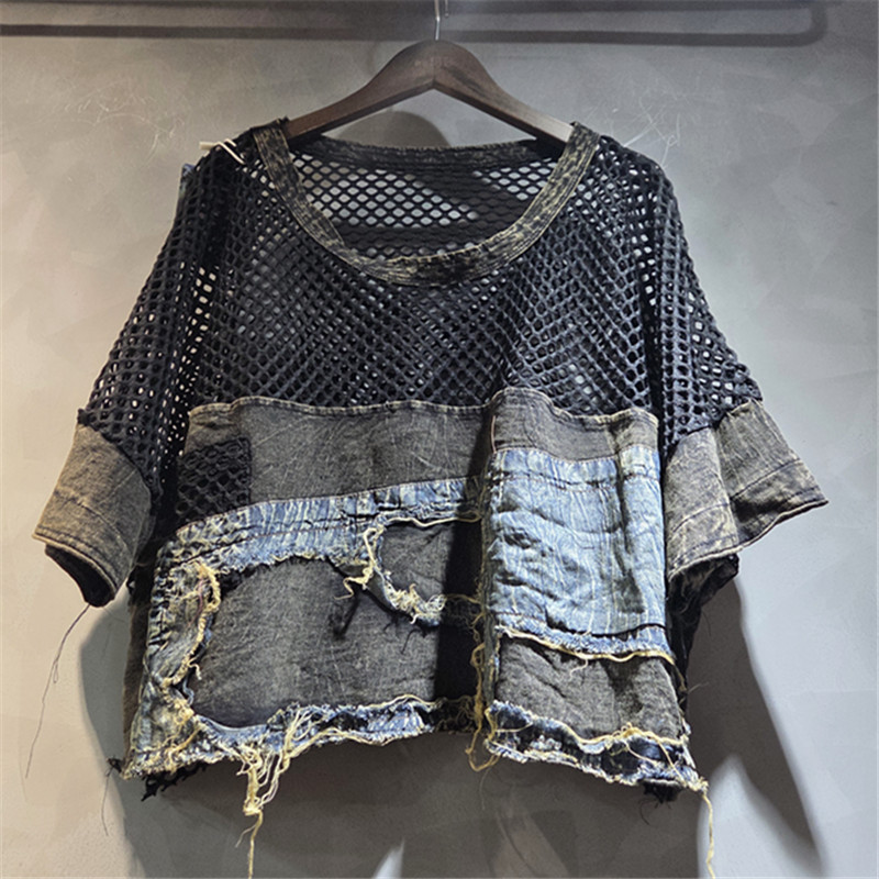 Áo Thun Tay Ngắn Denim Phong Cách Châu Âu Mỹ, Kiểu Dáng Độc Đáo, Phù Hợp Mùa Hè