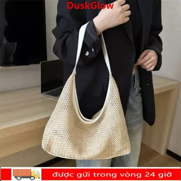Women's Minimalist Woven Straw Shoulder Bag